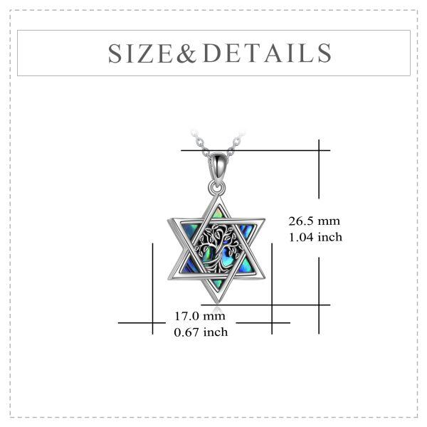 Sterling Silver Oxidized Tree of Life & Abalone Shell Six-pointed Star Urn Necklace-1