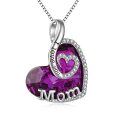 wholesale Sterling Silver Crystal Heart I Love You Mom Jewelry Gift for Mom - Rhodium Plated-0-13