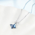 wholesale Sterling Silver Crystal Butterfly Pendant Necklace Morpho Helena Series - Rhodium Plated-0-4