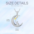 wholesale 925 Sterling Silver Crescent Moon & Star Cat Necklace for Cats and Rabbits Gifts for Women Teenage Girls-0-2