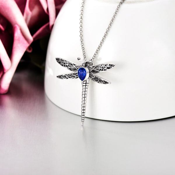 Sterling Silver Dragonfly Urn Necklace With Crystal-5