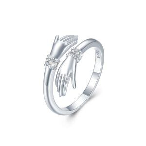 Sterling Silver Hug Adjustable Rings-0