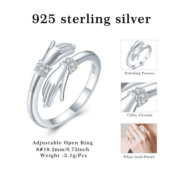 Sterling Silver Hug Adjustable Rings-1