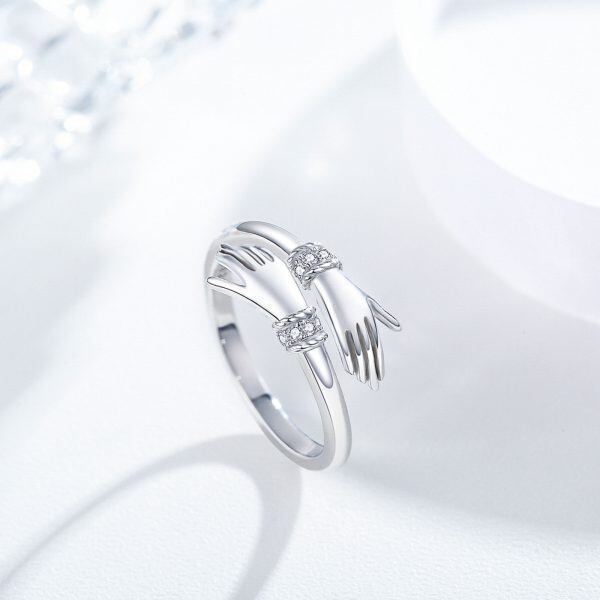 Sterling Silver Hug Adjustable Rings-2