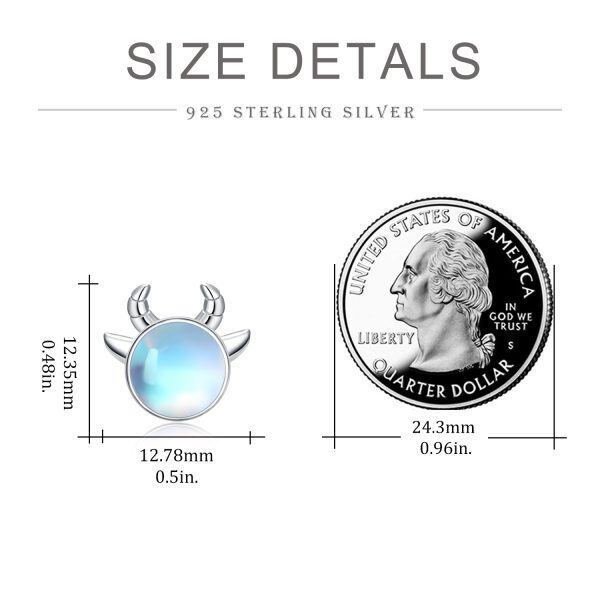 Sterling Silver Cow Moonstone Stud Earrings-1