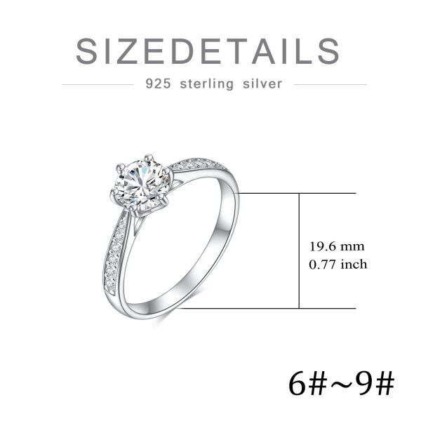 Sterling Silver 1.0 CT Classic 6-Prong Moissanite Engagement Rings-1