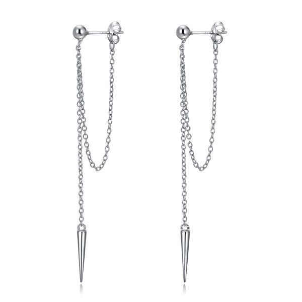 Sterling Silver Awl Hanging Chain Dangle Earring-0