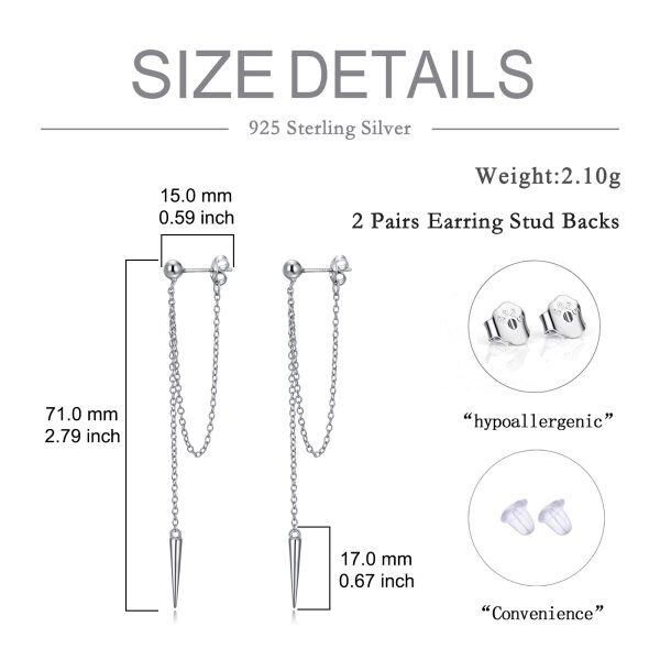 Sterling Silver Awl Hanging Chain Dangle Earring-1