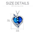 wholesale 925 Sterling Silver Blue Crystal Butterfly Heart Pendant Necklace for Women-0-1