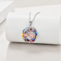 wholesale 925 Sterling Silver Rainbow Crystal Flamingo Pendant Necklace s for Women-0-5