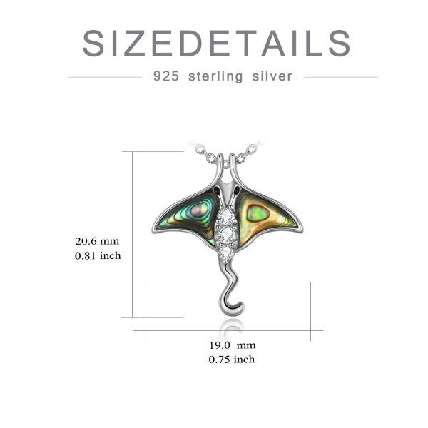 Sterling Silver Abalone Shell Stingray Pendant Necklace-1