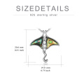 wholesale 925 Sterling Silver Abalone Shell Stingray Pendant Necklace with Cubic Zirconia Accents-0-1