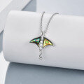 wholesale 925 Sterling Silver Abalone Shell Stingray Pendant Necklace with Cubic Zirconia Accents-0-4