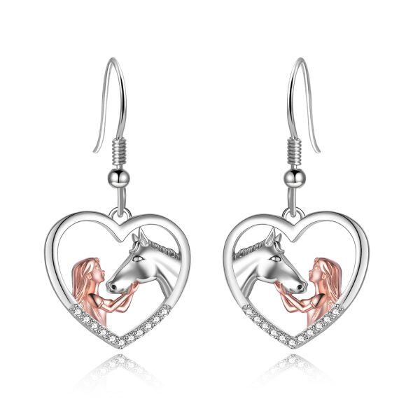 Sterling Silver Horse Girls Drop Earrings-0