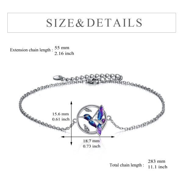 Sterling Silver Enamel Hummingbird Anklet Bracelet-1