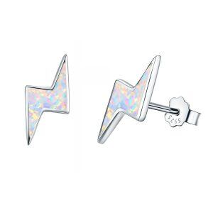 Sterling Silver Opal Lightning Stud Earrings-0