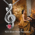 wholesale 925 Sterling Silver Musical Note with Red Rose Pendant Necklace for Women-0-3