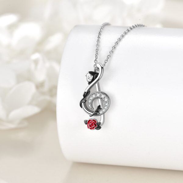 Sterling Silver Phantom of The Opera Music Note Pendant Necklace-6