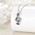 wholesale 925 Sterling Silver Musical Note with Red Rose Pendant Necklace for Women-0-6