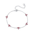 wholesale 925 Sterling Silver Red Enamel 4-Leaf Clover Bracelet - Lucky Charm Jewelry for Women's Gifts-0-0