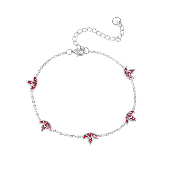 Sterling Silver Red Clover Chain Bracelets-1