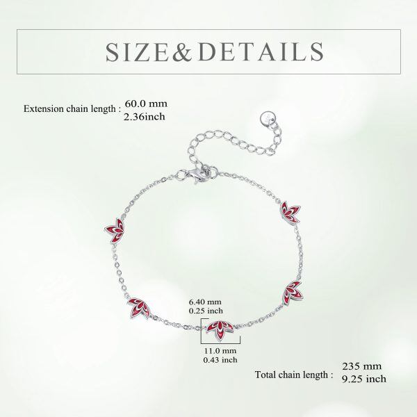 Sterling Silver Red Clover Chain Bracelets-3