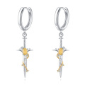 wholesale 925 Sterling Silver Citrine Sword Shape Huggie Earrings for Women-0-1