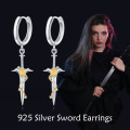 wholesale 925 Sterling Silver Citrine Sword Shape Huggie Earrings for Women-0-3