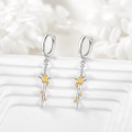wholesale 925 Sterling Silver Citrine Sword Shape Huggie Earrings for Women-0-5