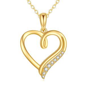 14K Gold Heart Forever Love Pendant Necklace-0