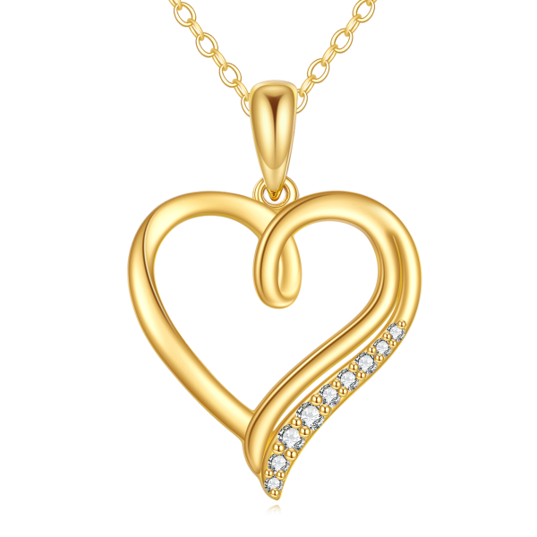 14K Gold Heart Forever Love Pendant Necklace-1