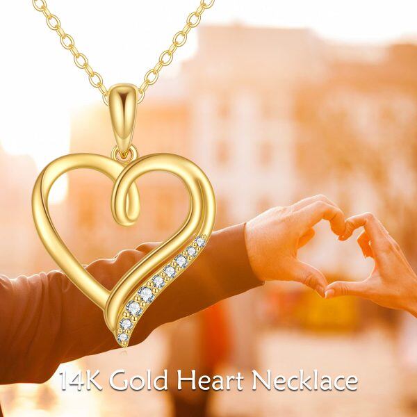 14K Gold Heart Forever Love Pendant Necklace-2