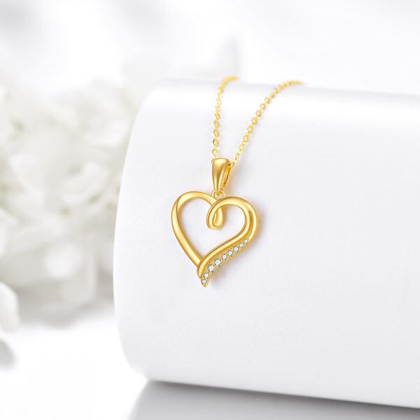 14K Gold Heart Forever Love Pendant Necklace-4