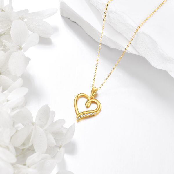 14K Gold Heart Forever Love Pendant Necklace-6