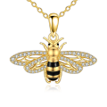 wholesale 925 Sterling Silver Plated Gold  CZ Bee Pendant Necklace for Women Anniversary Gift-0-0