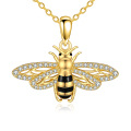 wholesale 925 Sterling Silver Plated Gold  CZ Bee Pendant Necklace for Women Anniversary Gift-0-1