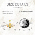 wholesale 925 Sterling Silver Plated Gold  CZ Bee Pendant Necklace for Women Anniversary Gift-0-4