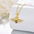 wholesale 925 Sterling Silver Plated Gold  CZ Bee Pendant Necklace for Women Anniversary Gift-0-6