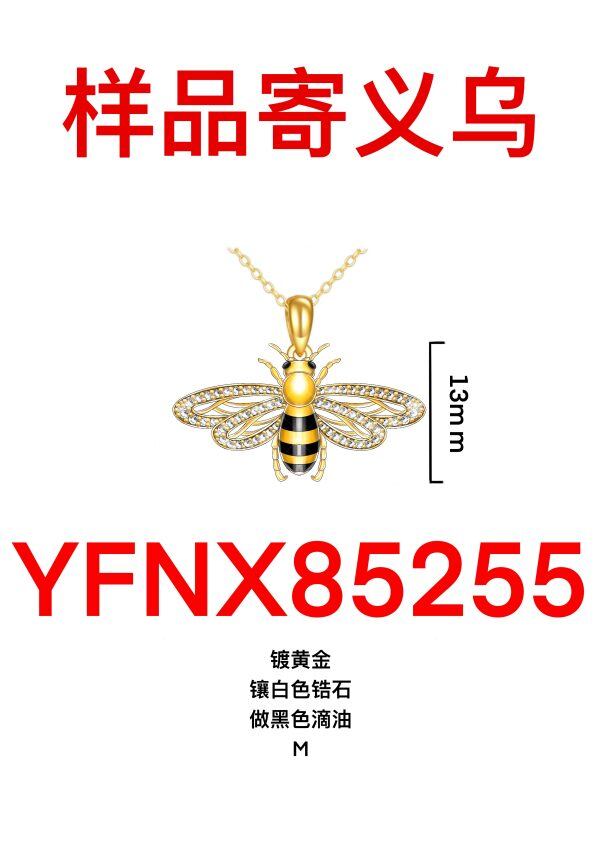 Sterling Silver Bee with Gold Plated Pendant Necklace-7