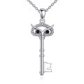 wholesale 925 Sterling Silver Owl Key Pendant Necklace for Women - Vintage Style -0-1