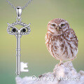 wholesale 925 Sterling Silver Owl Key Pendant Necklace for Women - Vintage Style -0-3