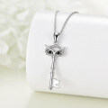 wholesale 925 Sterling Silver Owl Key Pendant Necklace for Women - Vintage Style -0-6