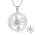 wholesale 925 Sterling Silver White Opal Musical Notes Pendant Necklace for Women-0-0