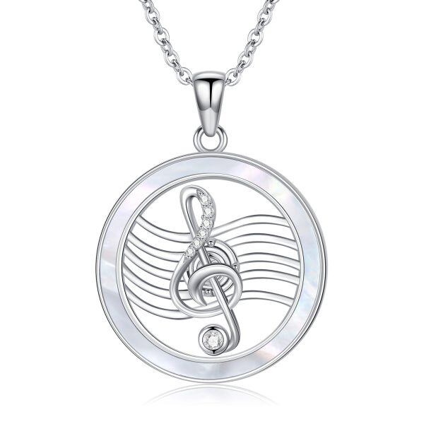 Sterling Silver Opal Spinnable Music Note Pendant Necklace-1