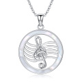 wholesale 925 Sterling Silver White Opal Musical Notes Pendant Necklace for Women-0-1