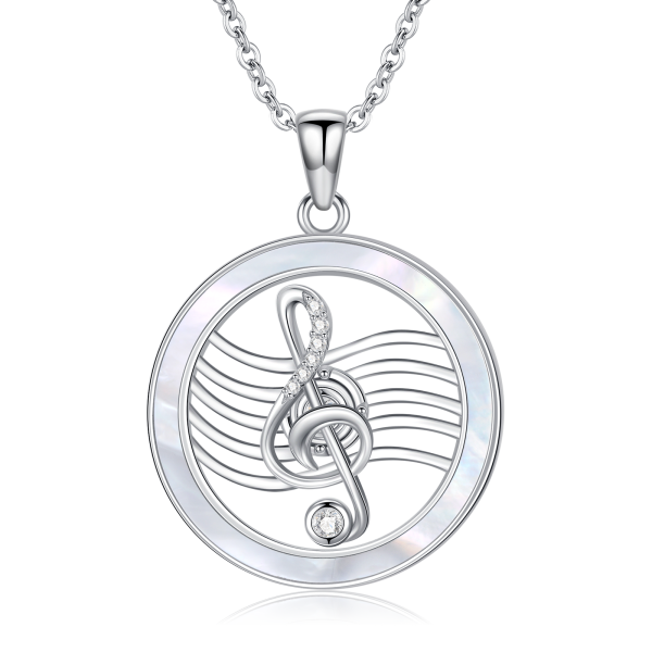 Sterling Silver Opal Spinnable Music Note Pendant Necklace-2