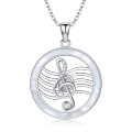 wholesale 925 Sterling Silver White Opal Musical Notes Pendant Necklace for Women-0-2