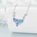 wholesale 925 Sterling Silver Blue Opal Antler Necklace with Celtic Knot Design for Women's Gifts-0-6