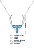 wholesale 925 Sterling Silver Blue Opal Antler Necklace with Celtic Knot Design for Women's Gifts-0-7