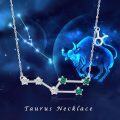 wholesale 925 Sterling Silver Emerald Taurus Zodiac Constellation Necklace for Women Birthday Gifts-0-5
